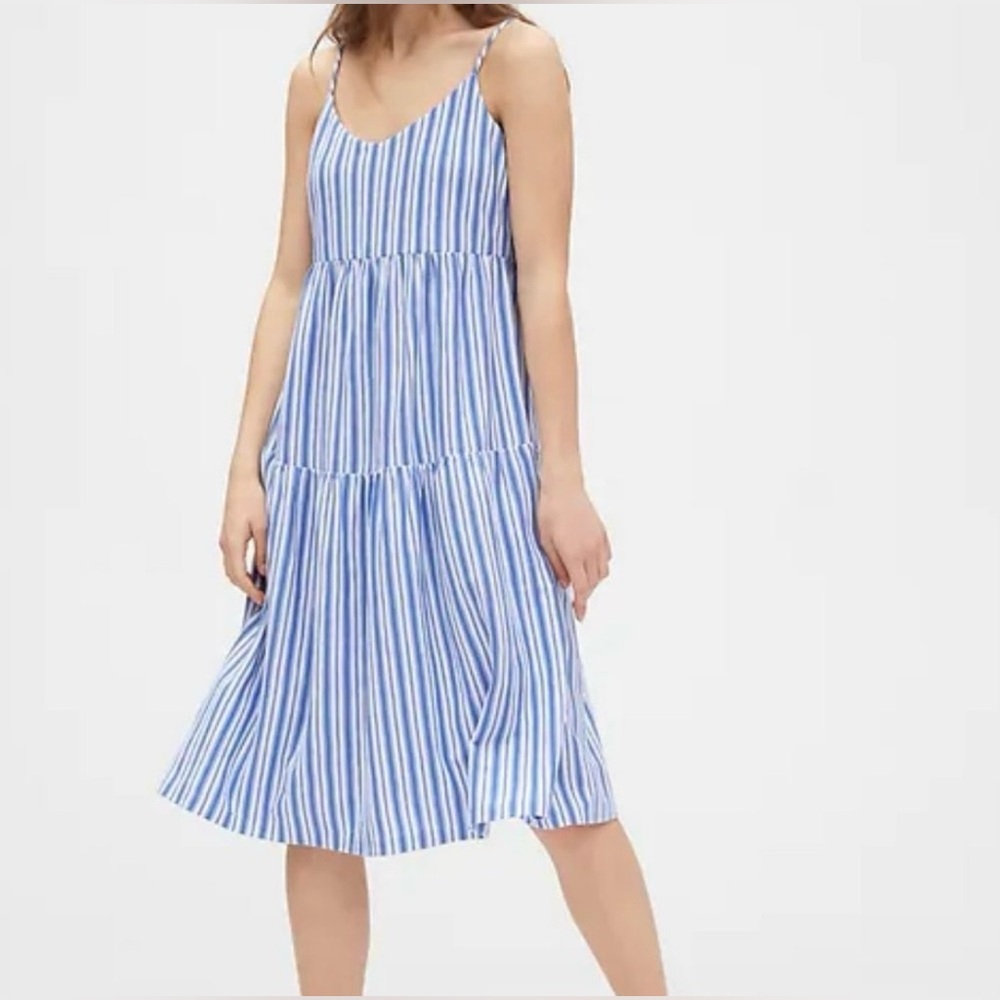GAP Blue and White Striped Midi Dress